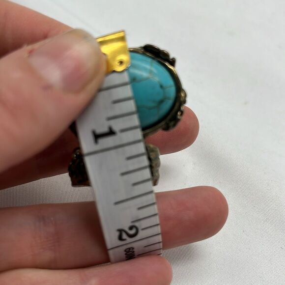 Chunky Blue & Bronze Toned Costume Ring - Picture 9 of 9